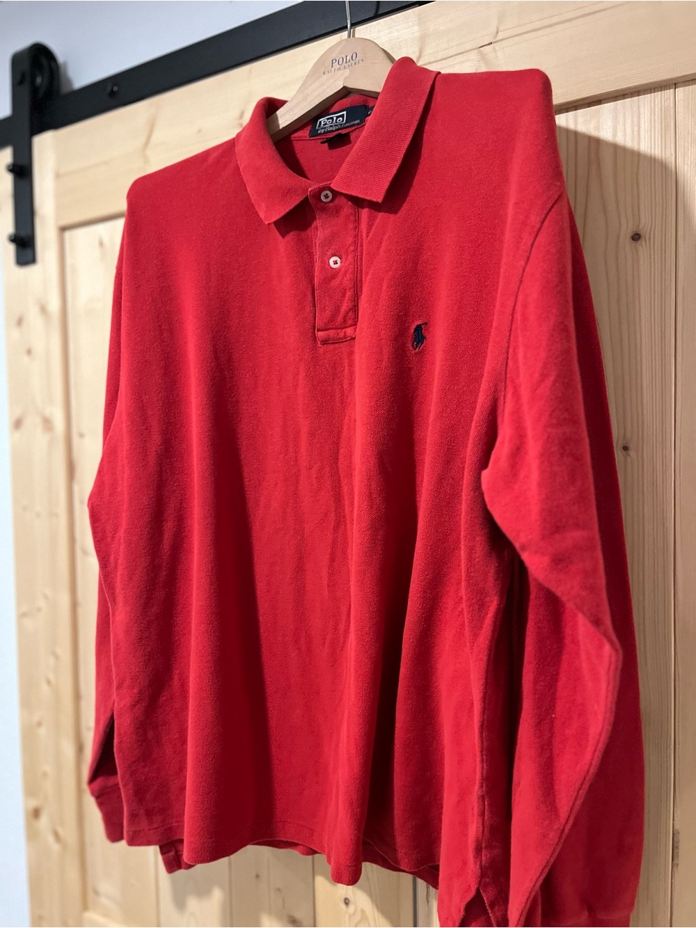 Vintage Polo Ralph Lauren Long Sleeve Polo Shirt – Red – XL 🐎 - Picture 6 of 9
